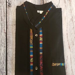 Mexican Guayabera Shirt Model Coralillo Black